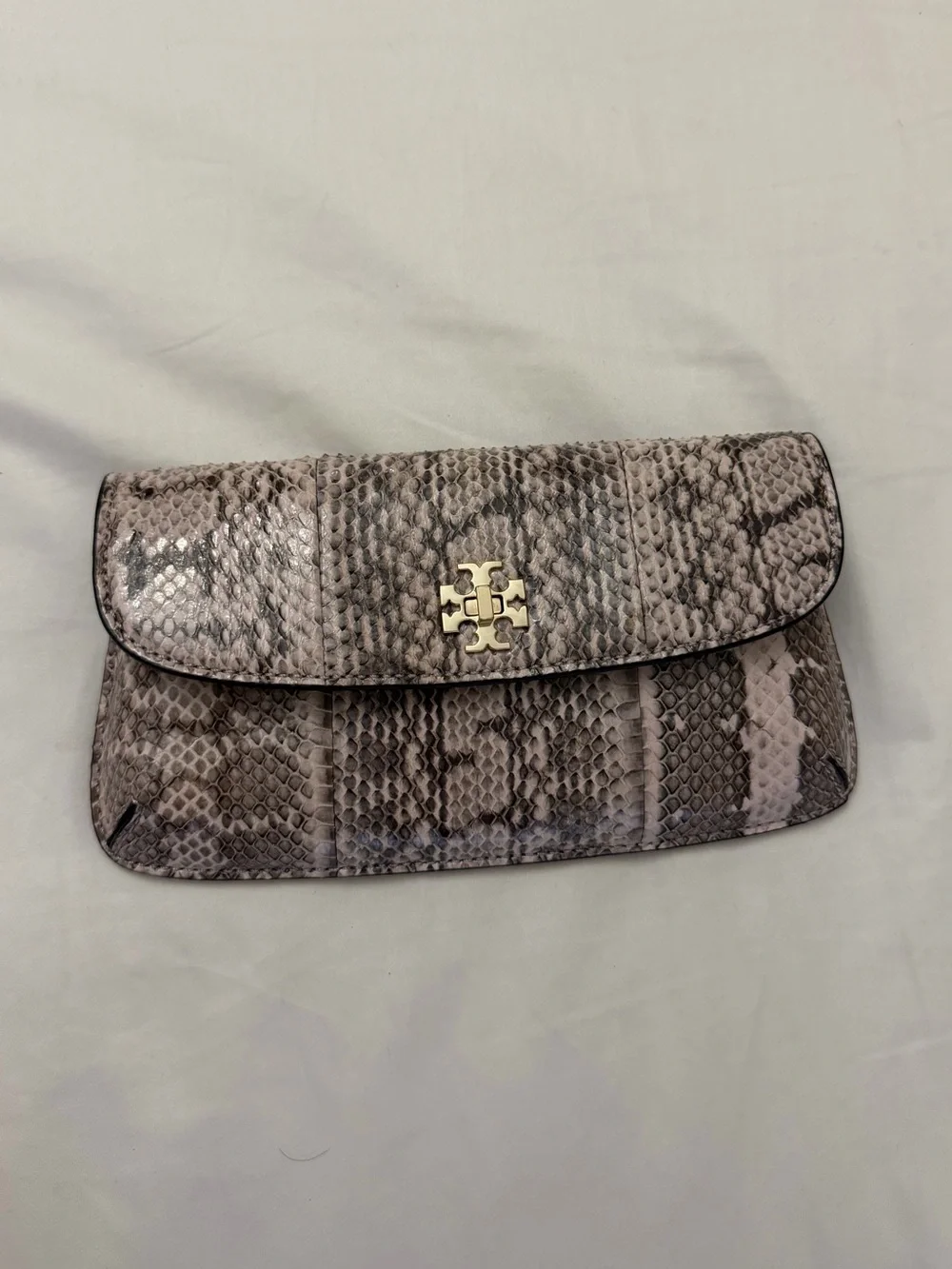 Tory Burch Snake-Embossed Leather Clutch Wallet